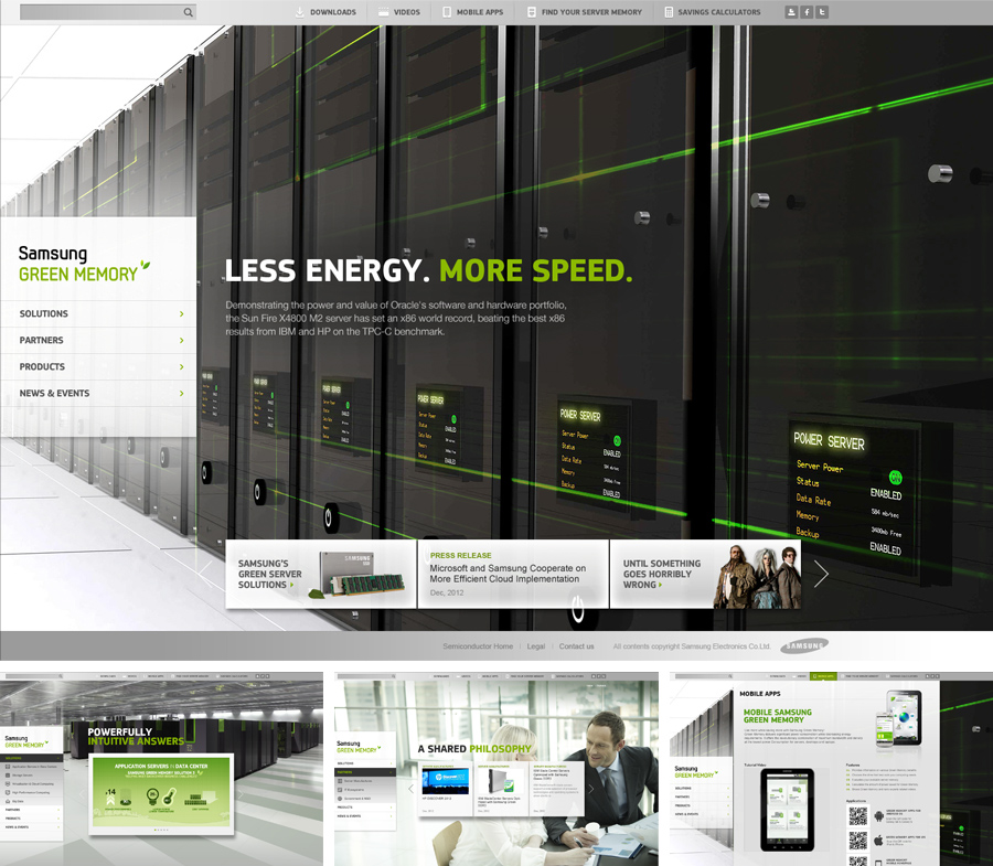 삼성전자 Green Memory 웹사이트 리뉴얼 홈페이지 캡쳐 화면 1