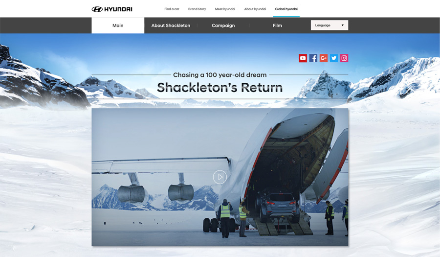 현대자동차 2017 글로벌 캠페인 Shackleton’s Return 홈페이지 캡쳐 화면1